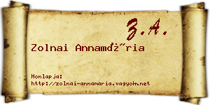 Zolnai Annamária névjegykártya